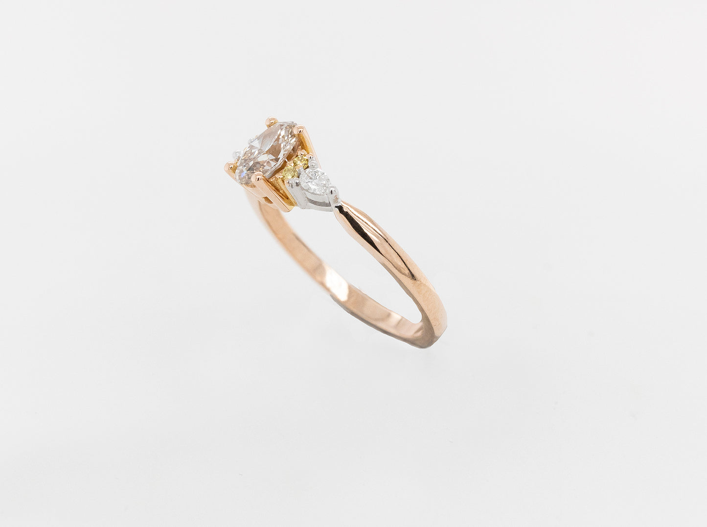 Champagne, Yellow & White Diamond Engagement Ring - Oval