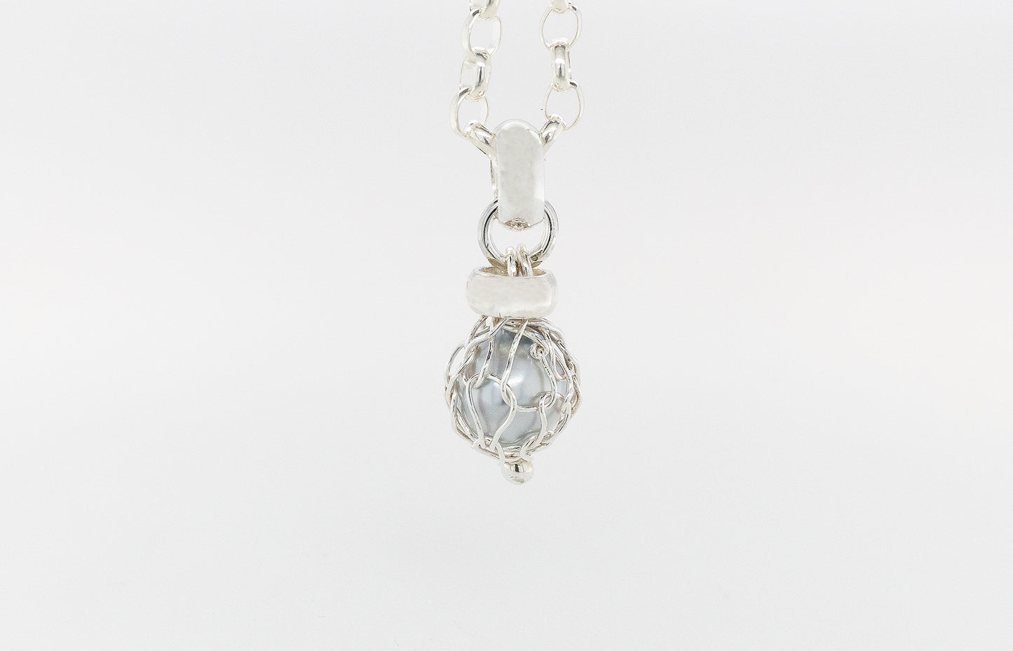 French Knitted Pearl Drop Belcher Pendant