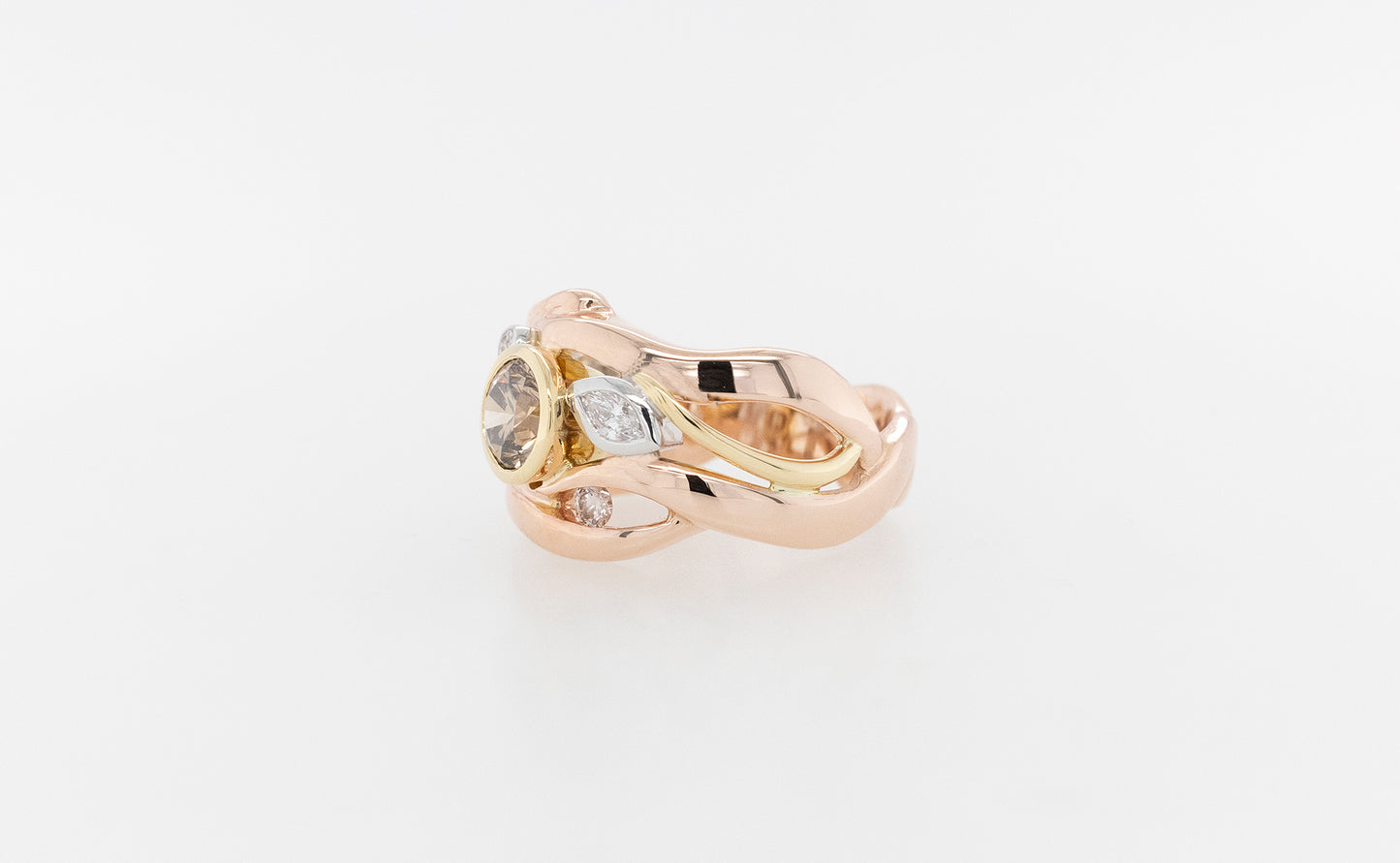 Champagne & White Diamond Ring