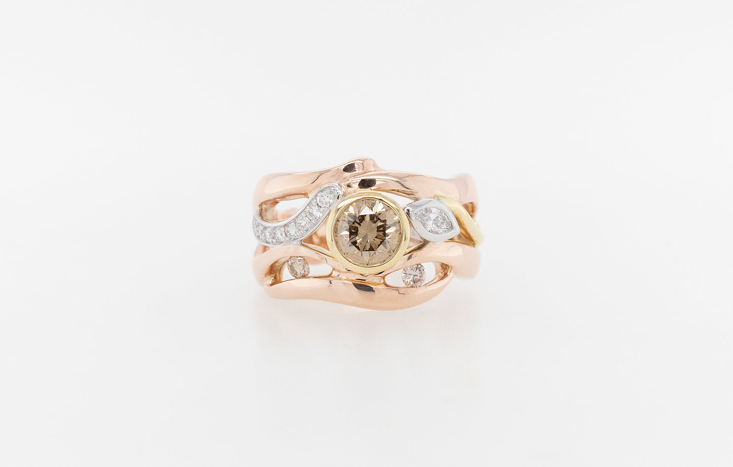 Champagne & White Diamond Ring