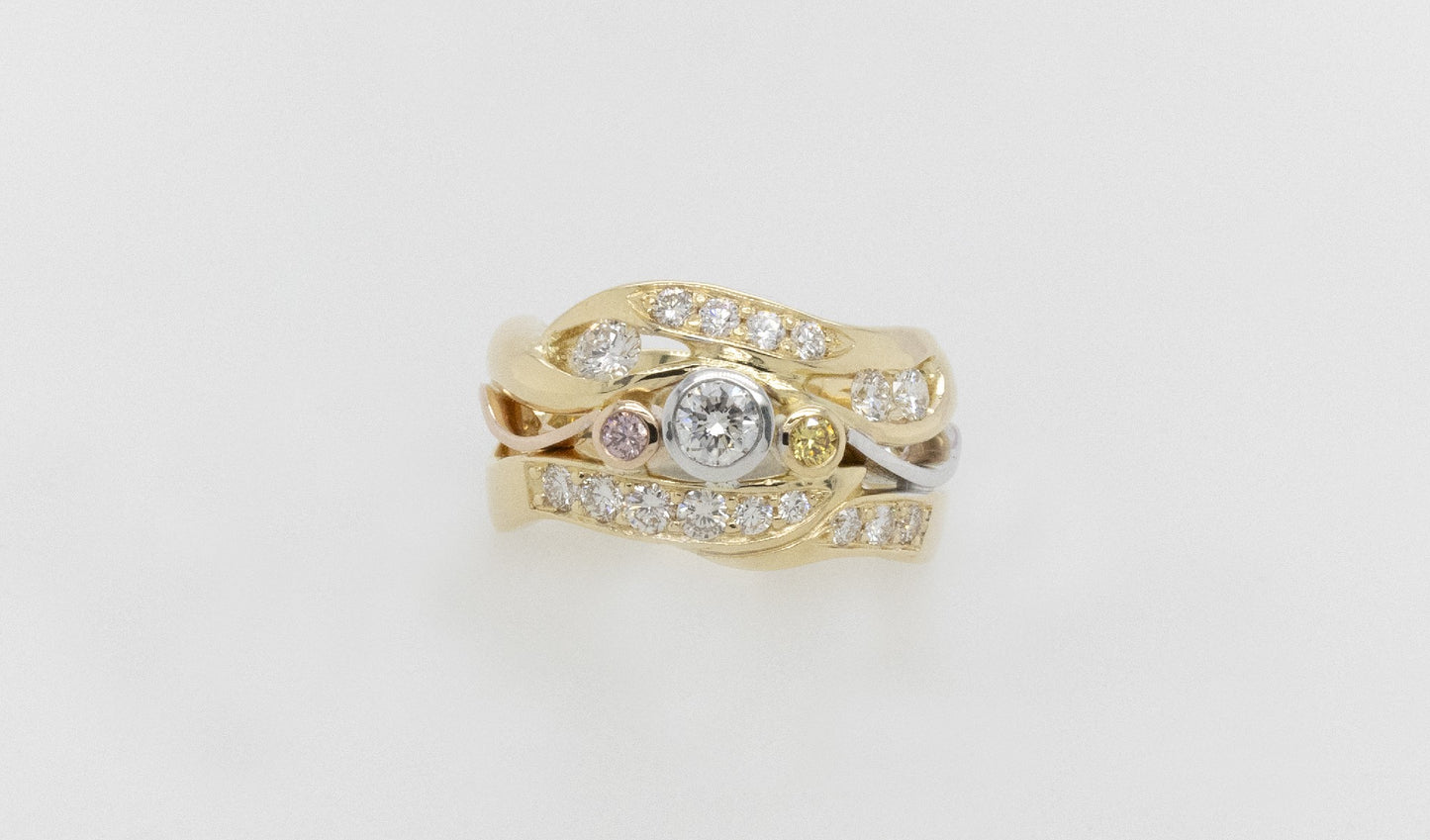 Pink and Yellow Diamond Ring