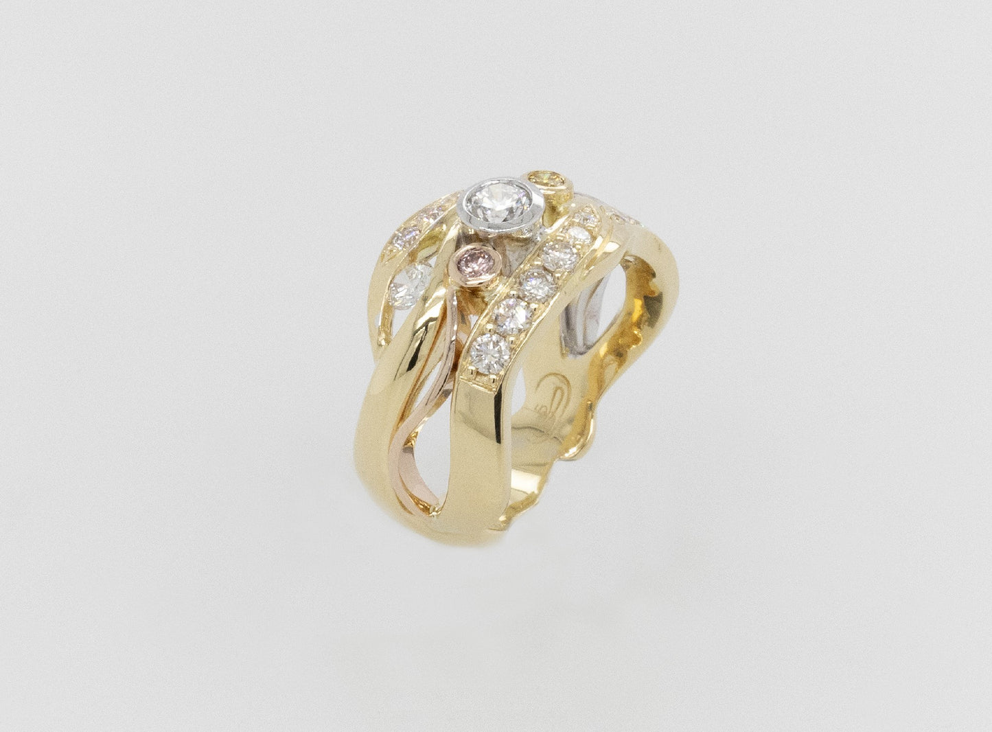 Pink and Yellow Diamond Ring