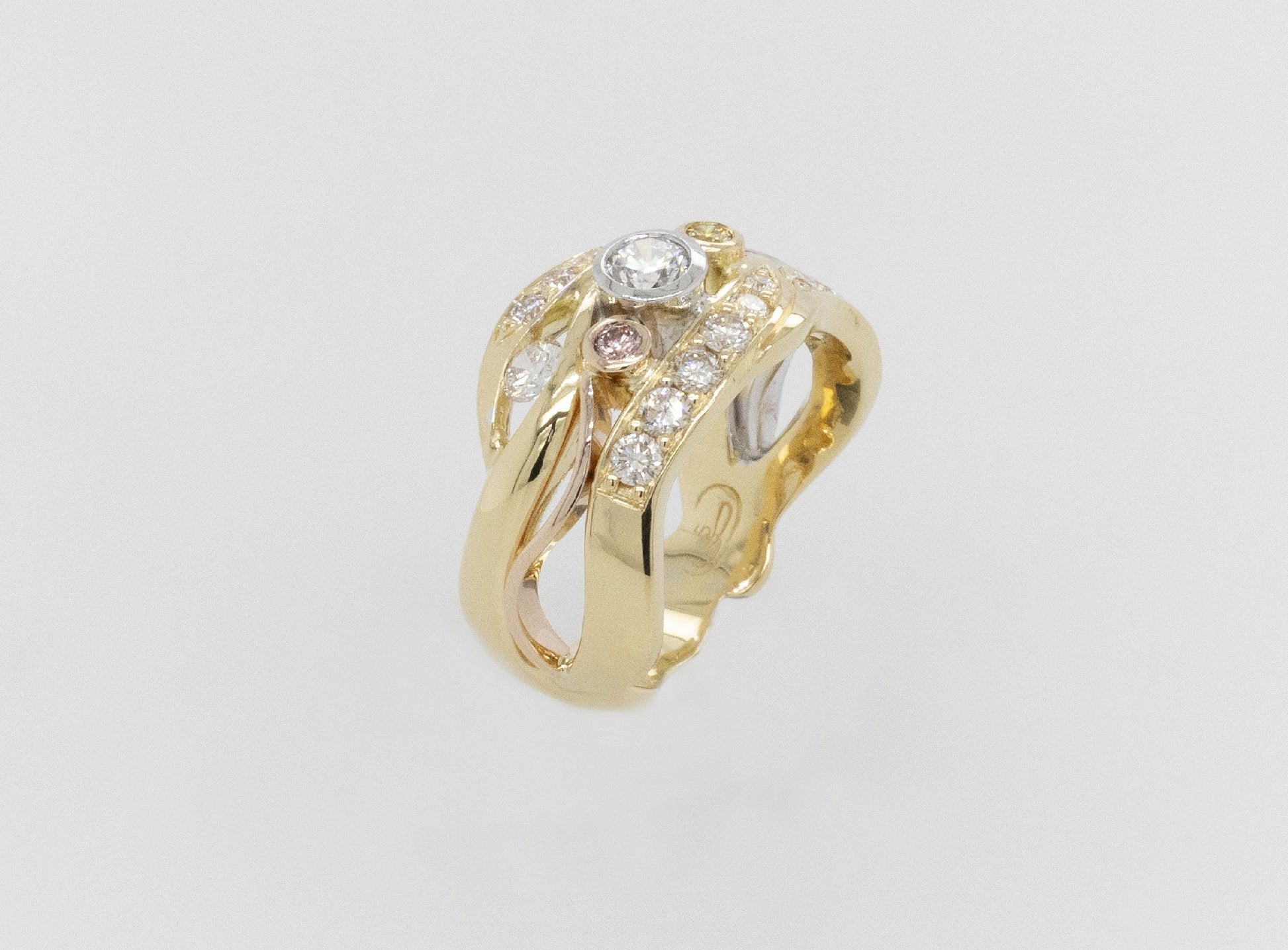 Pink and Yellow Diamond Ring