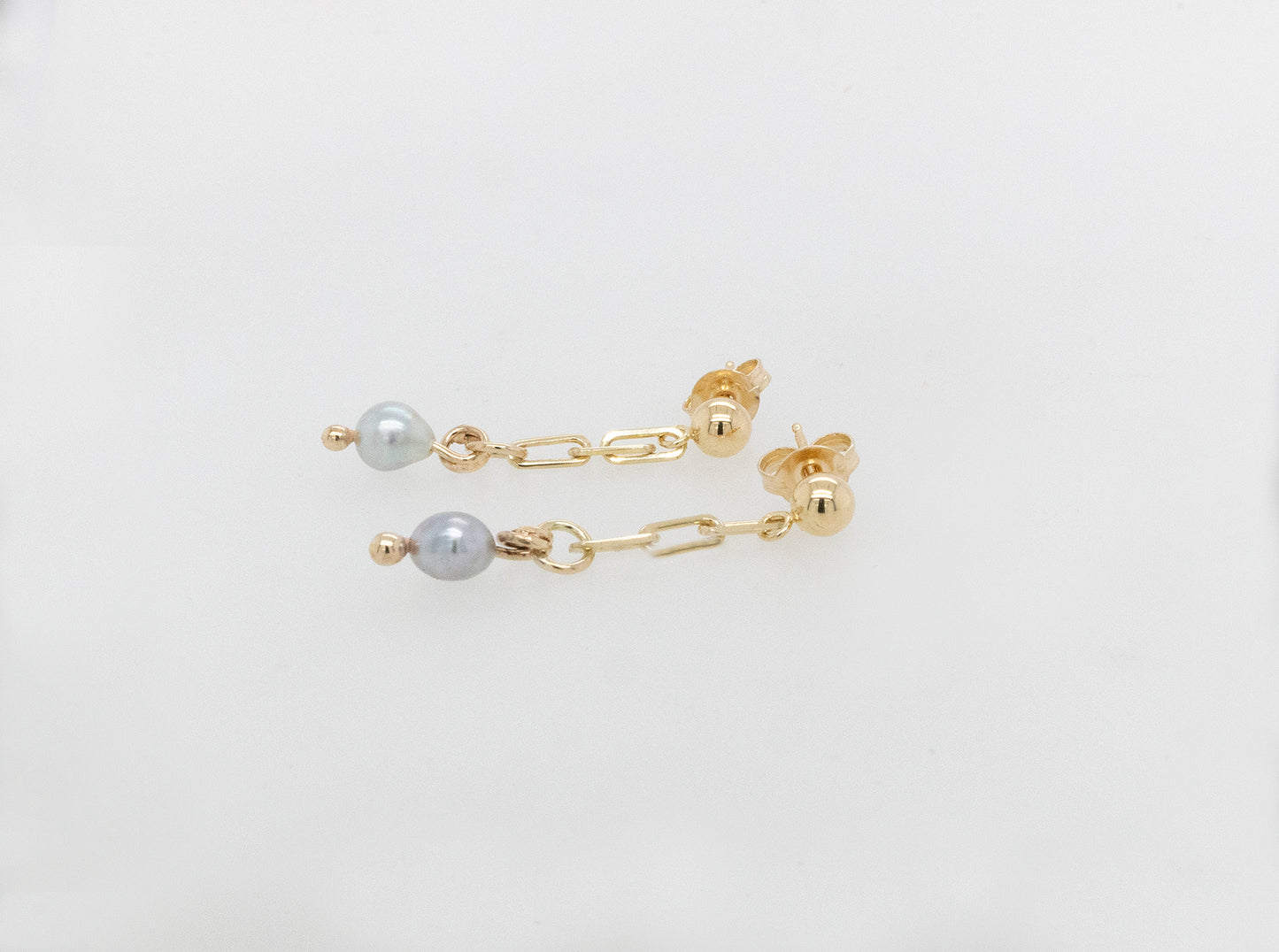 Abrolhos Island Keshi Link Drop Stud Earrings