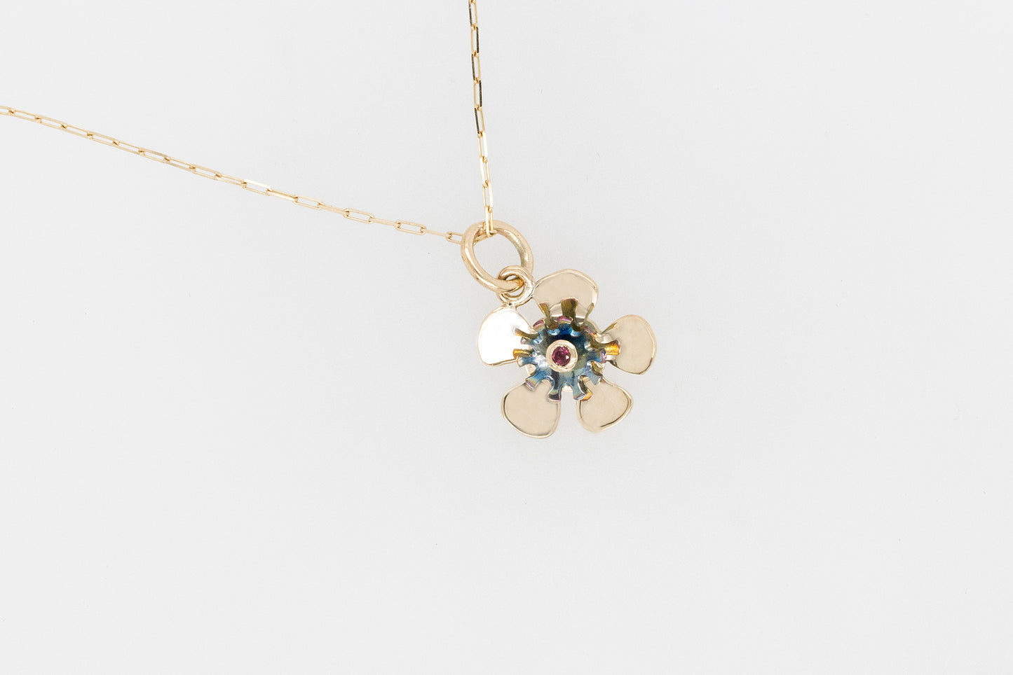 Geraldton Wax Titanium & Garnet Flower Pendant