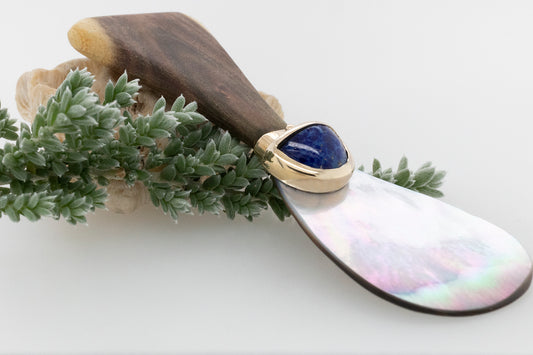 Gold ACacia Lapis Lazuli Decorative Spoon