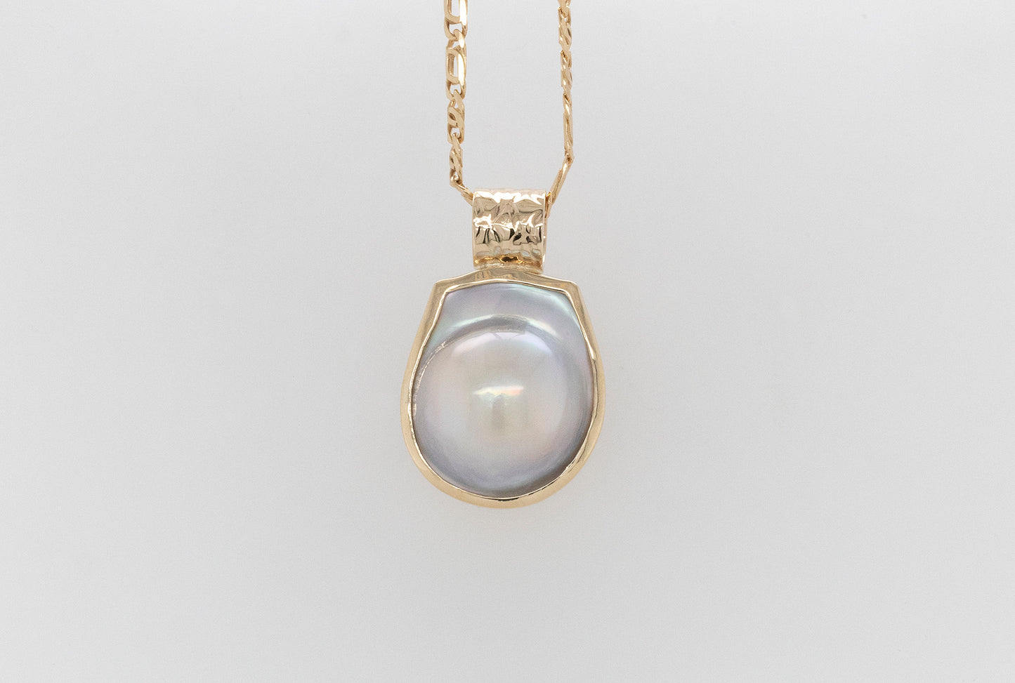 Abrolhos Islands mabe pearl pendant with embossed bale