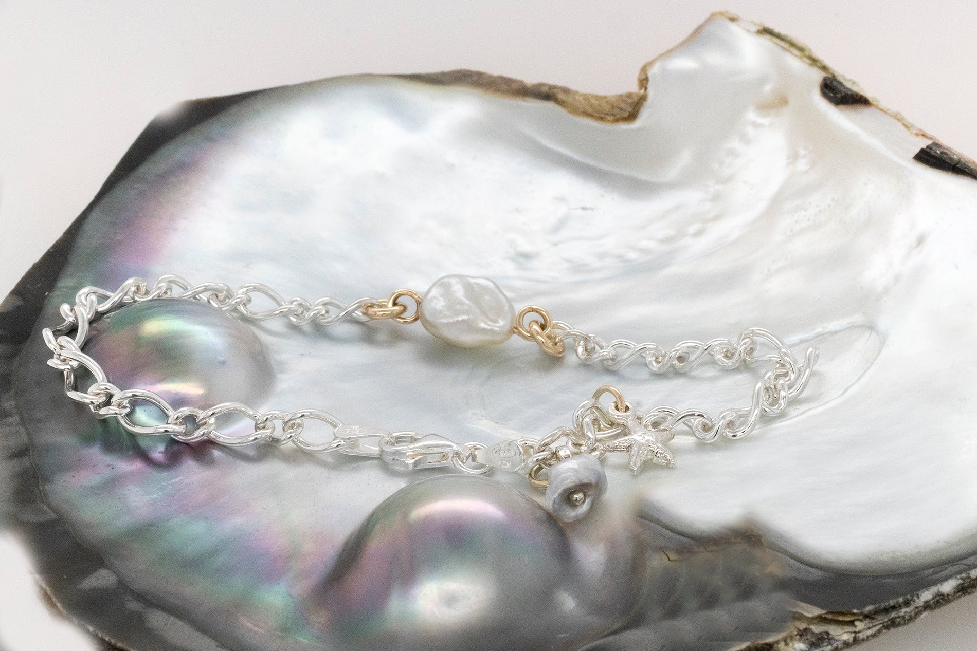 Keshi Pearl Bracelet With Keshi and Starfish Charm