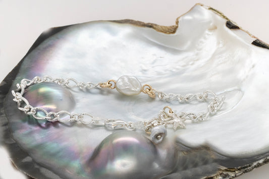 Keshi Pearl Bracelet With Keshi and Starfish Charm