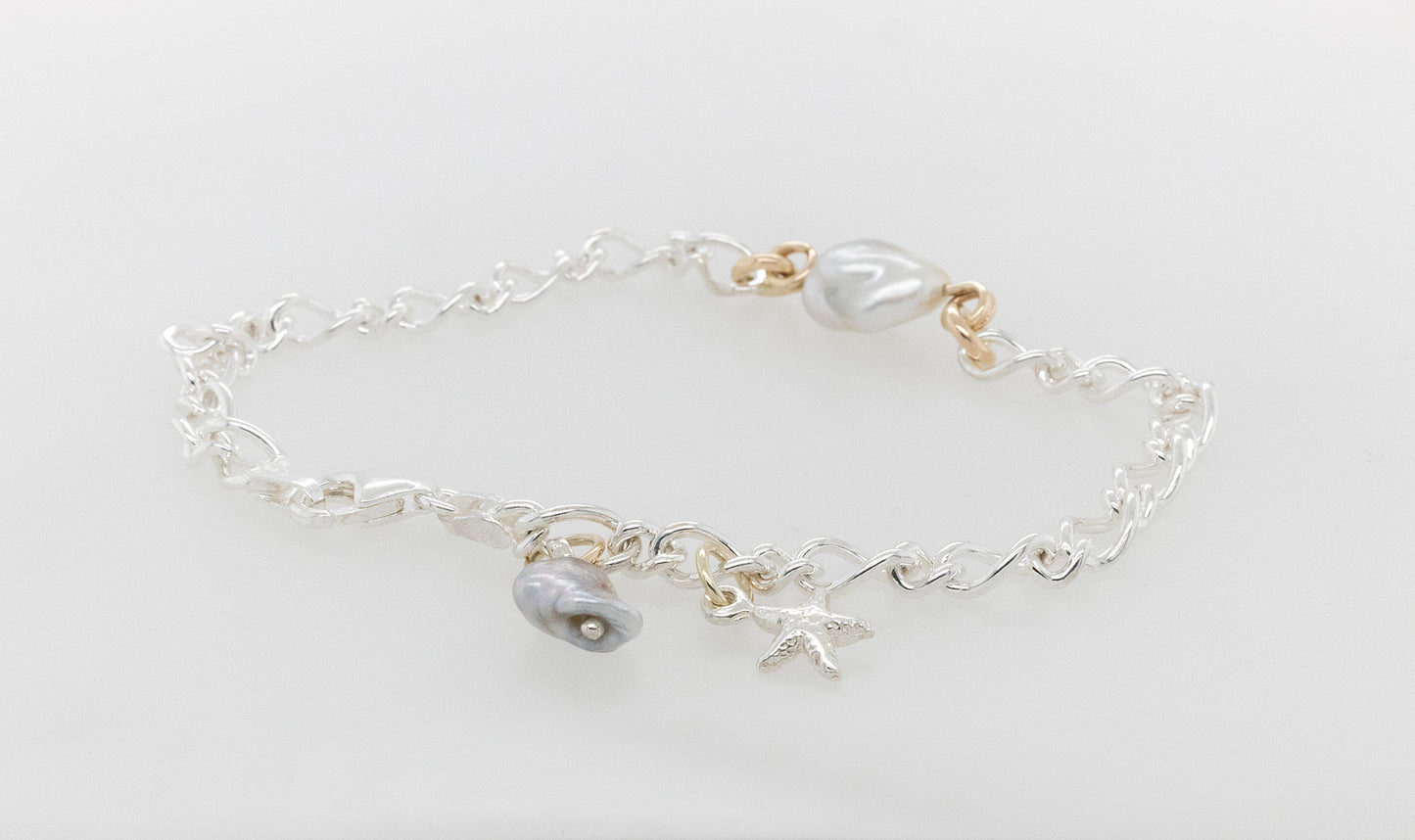 Keshi Pearl Bracelet With Keshi and Starfish Charm