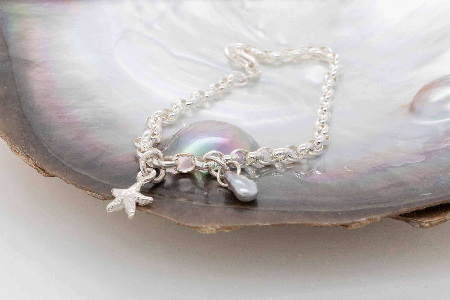 Keshi pearl Bracelet with Starfish Charm