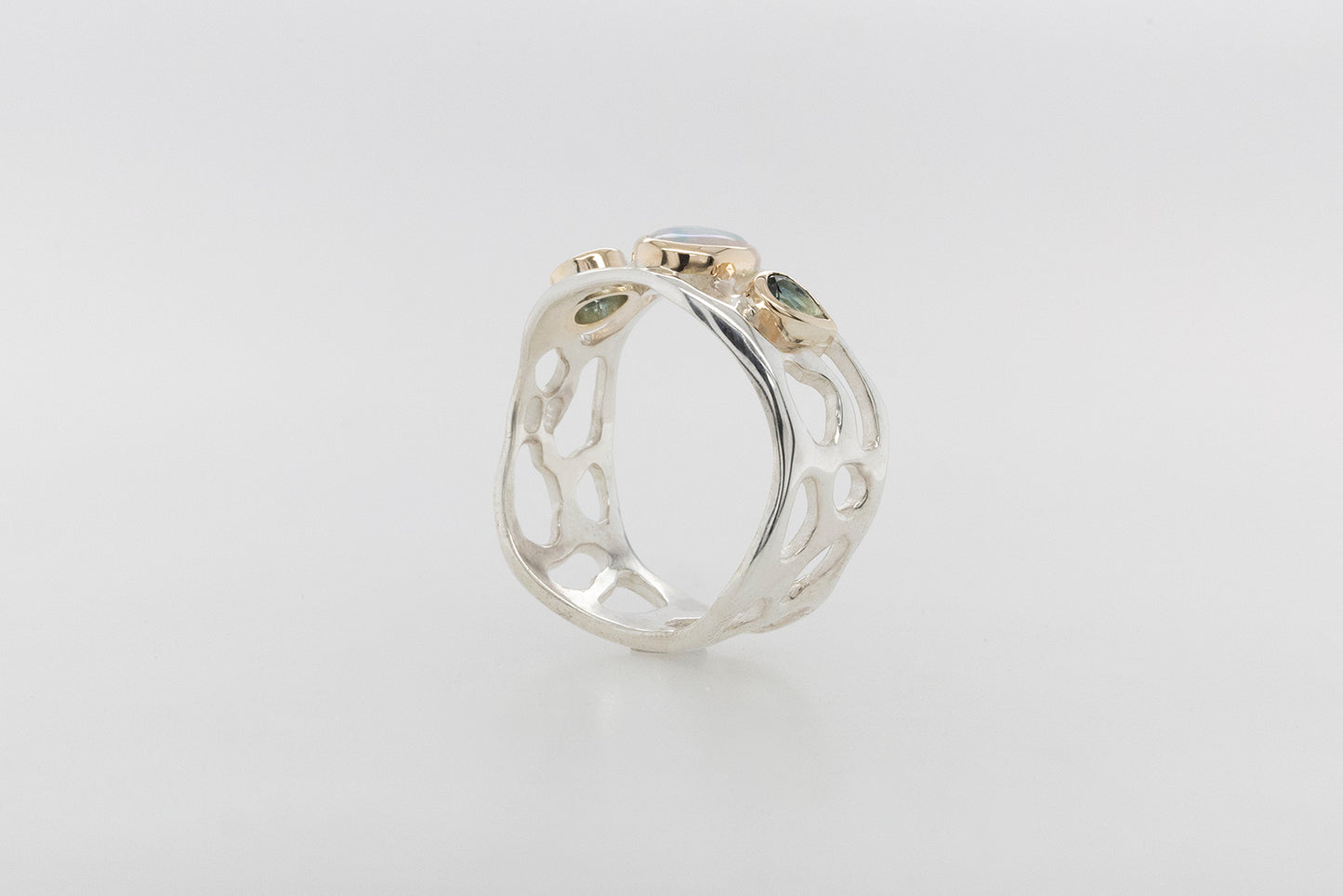 Opal, Aquamarine & Sapphire Ring