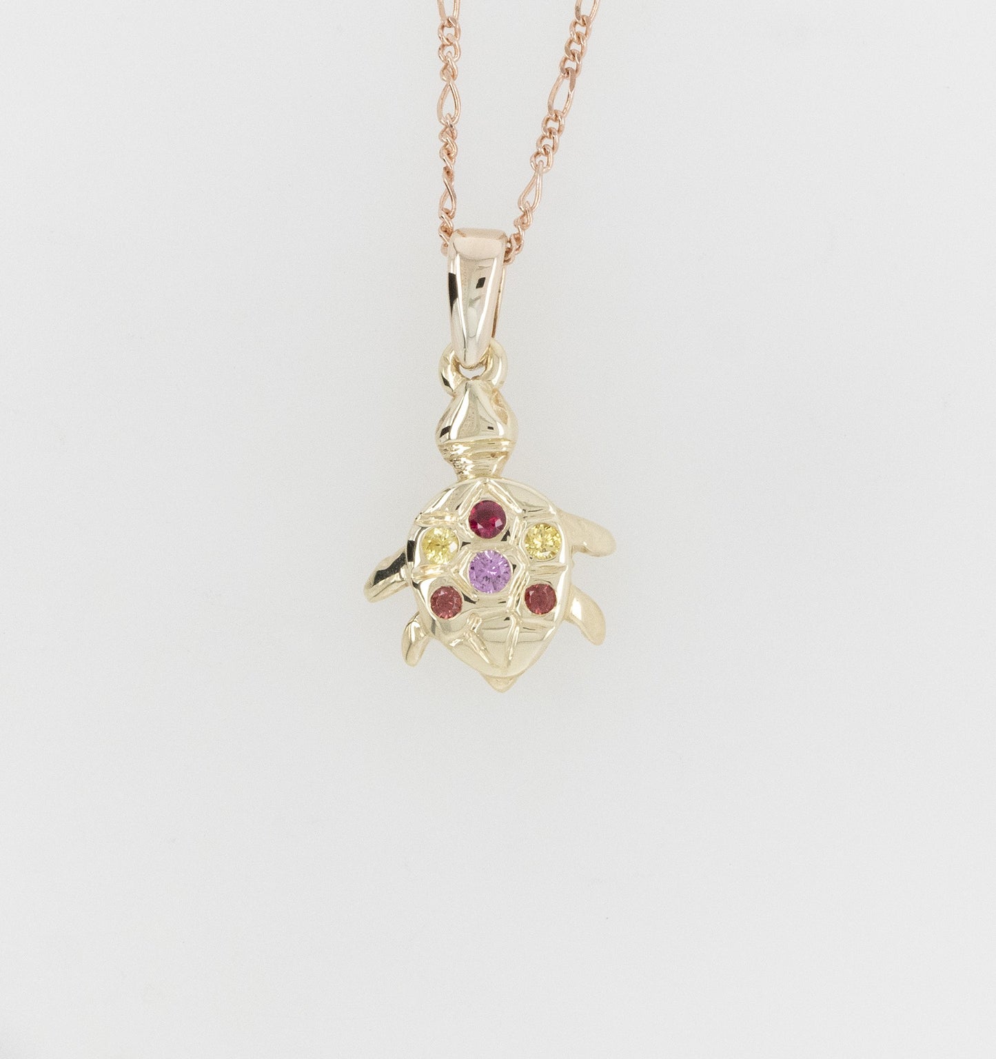 Coloured Stone & Yellow Diamond Turtle Pendant