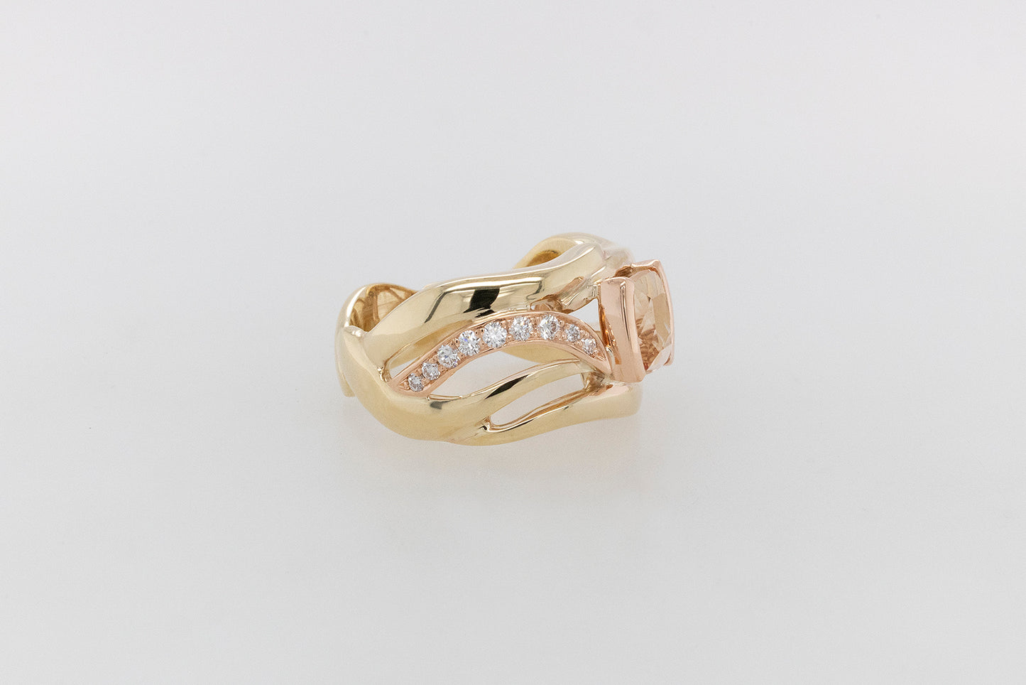 Gold Cushion Topaz and Diamond Ring