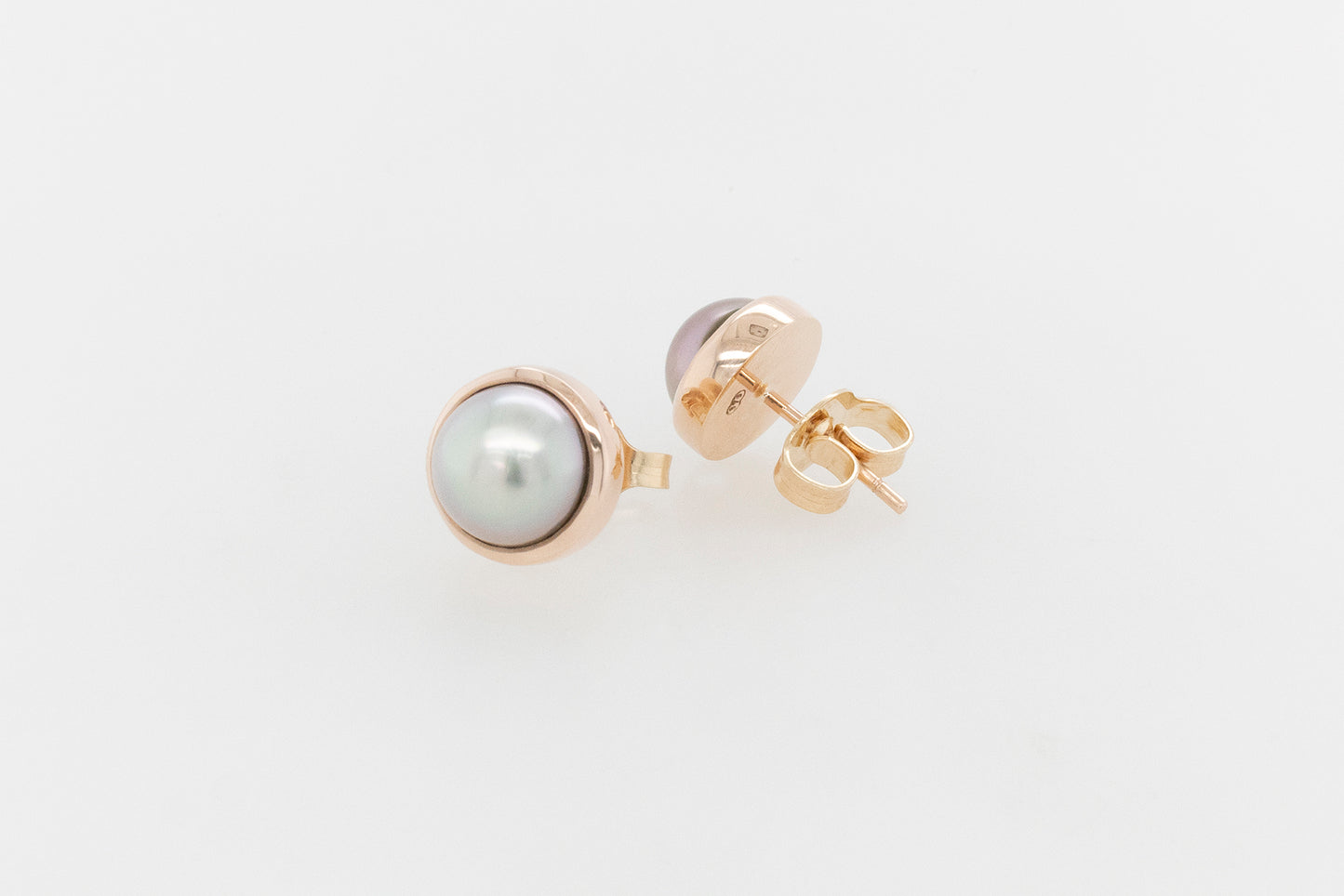 Half Pearl Stud Earrings