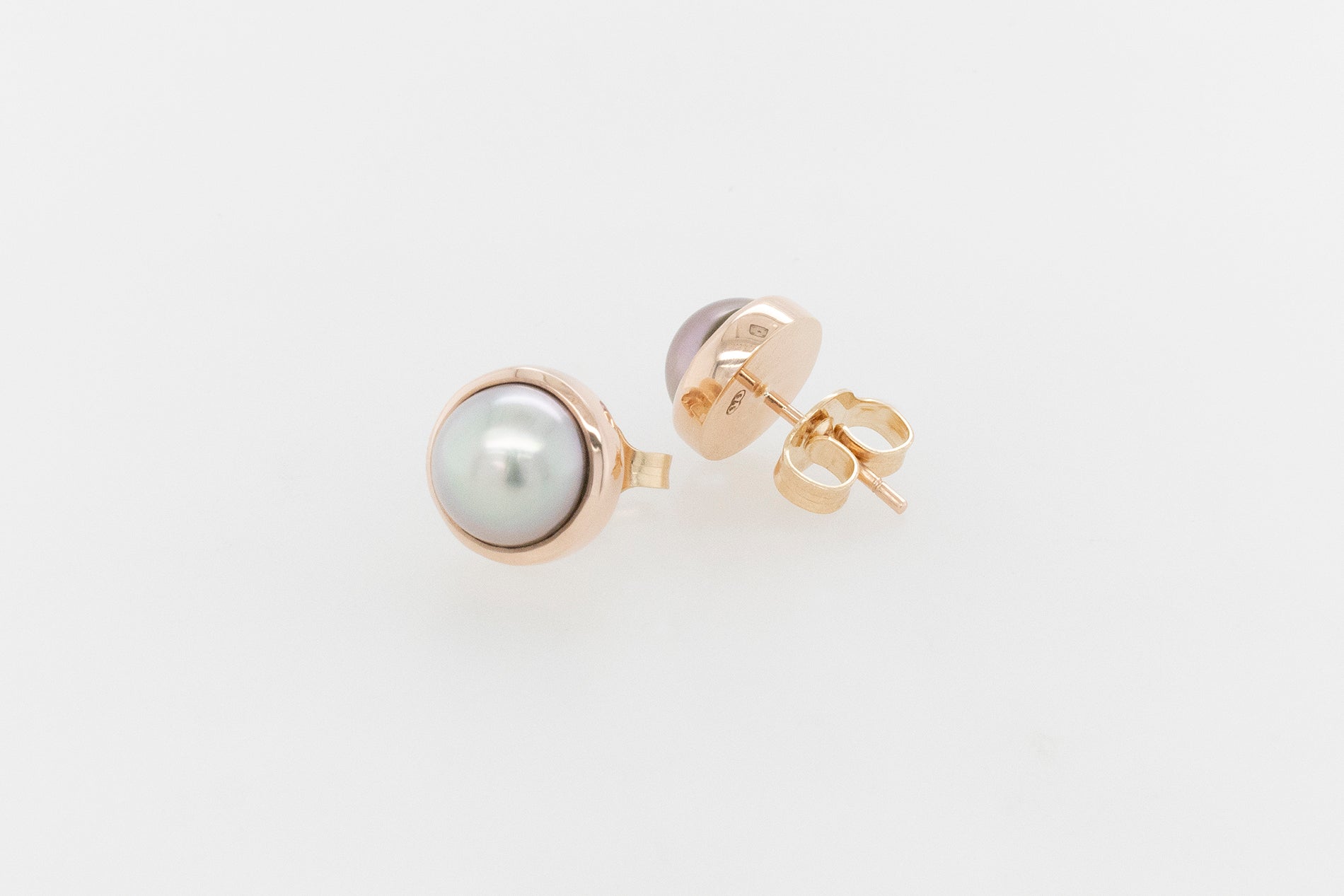 Half Pearl Stud Earrings