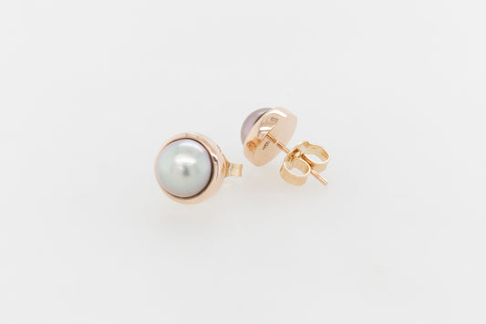 Half Pearl Stud Earrings