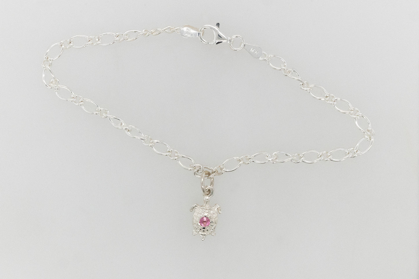 Turtle with Pink Tourmaline Figaro Bracelet