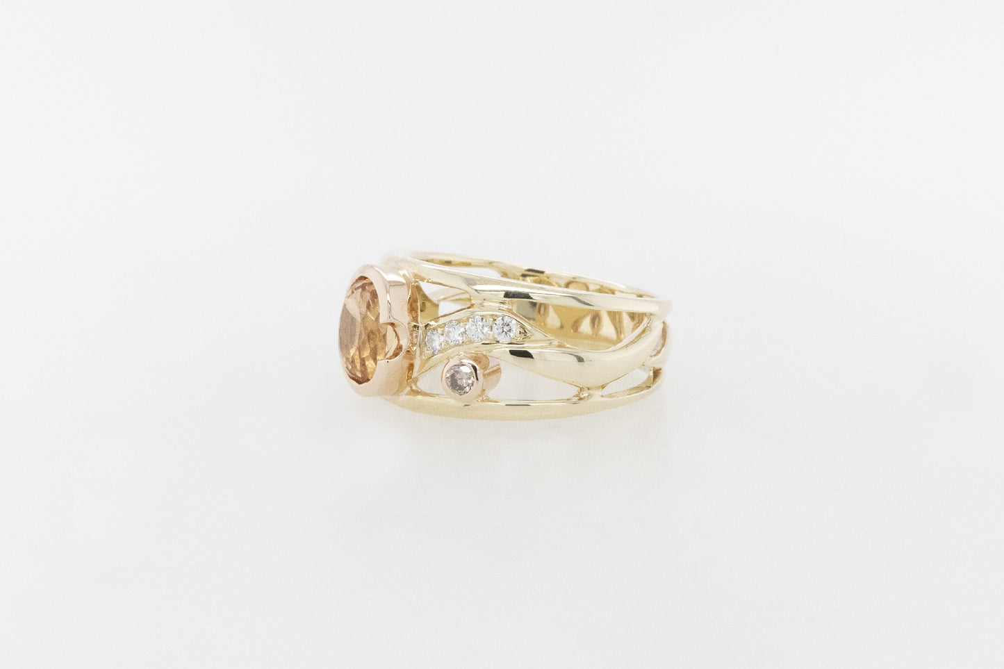Golden Topaz and Diamond Dress Ring