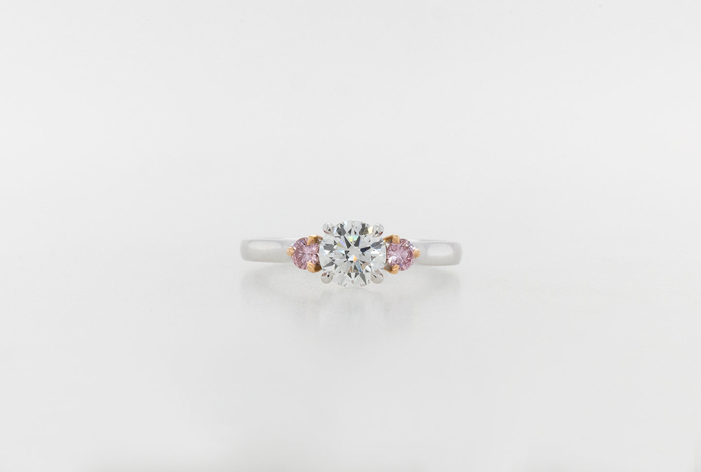 Engagement Ring Trilogy White and Pink Diamonds