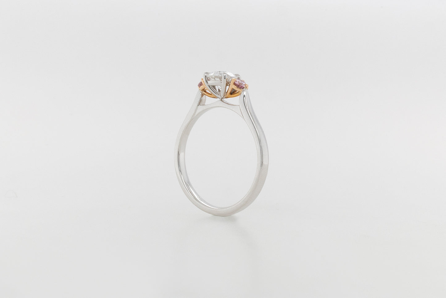 Engagement Ring Trilogy White and Pink Diamonds