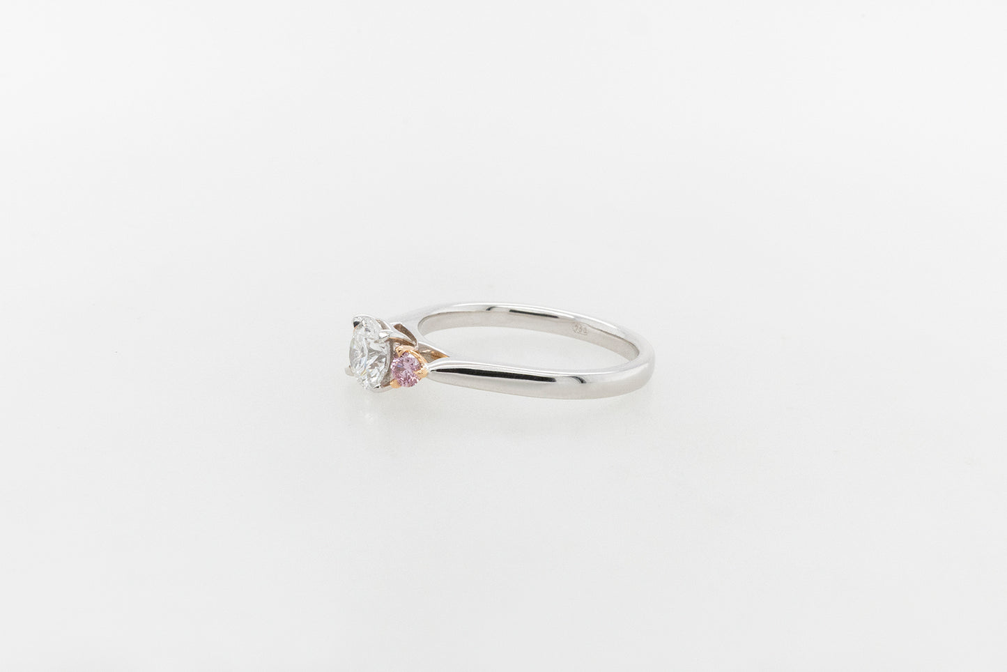 Engagement Ring Trilogy White and Pink Diamonds