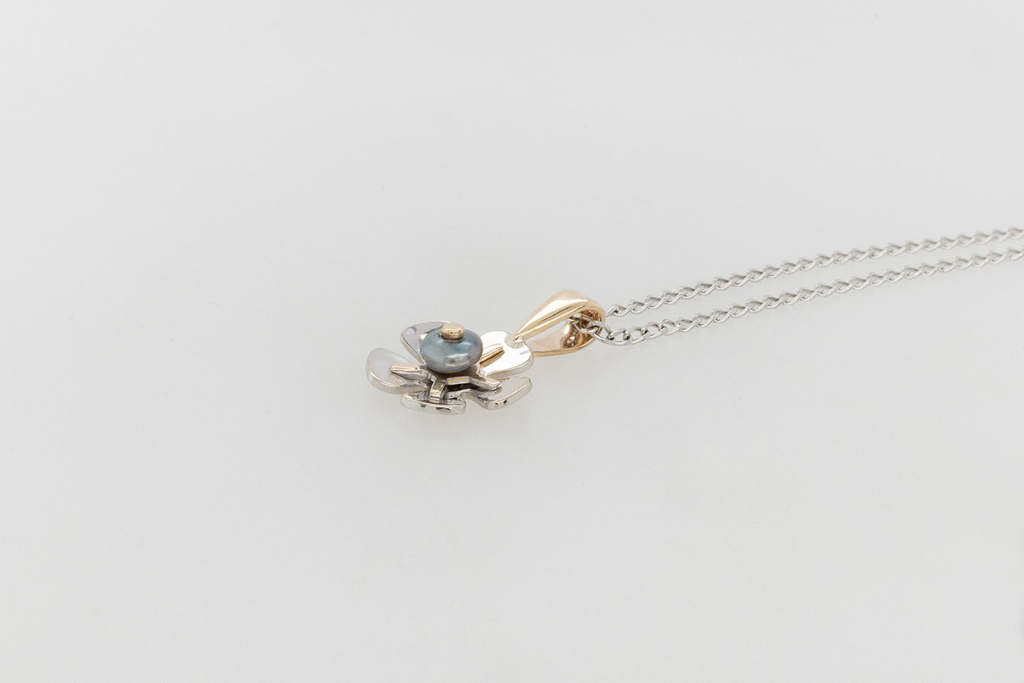 Geraldton Wax Two Tone Gold Pendant with Keshi