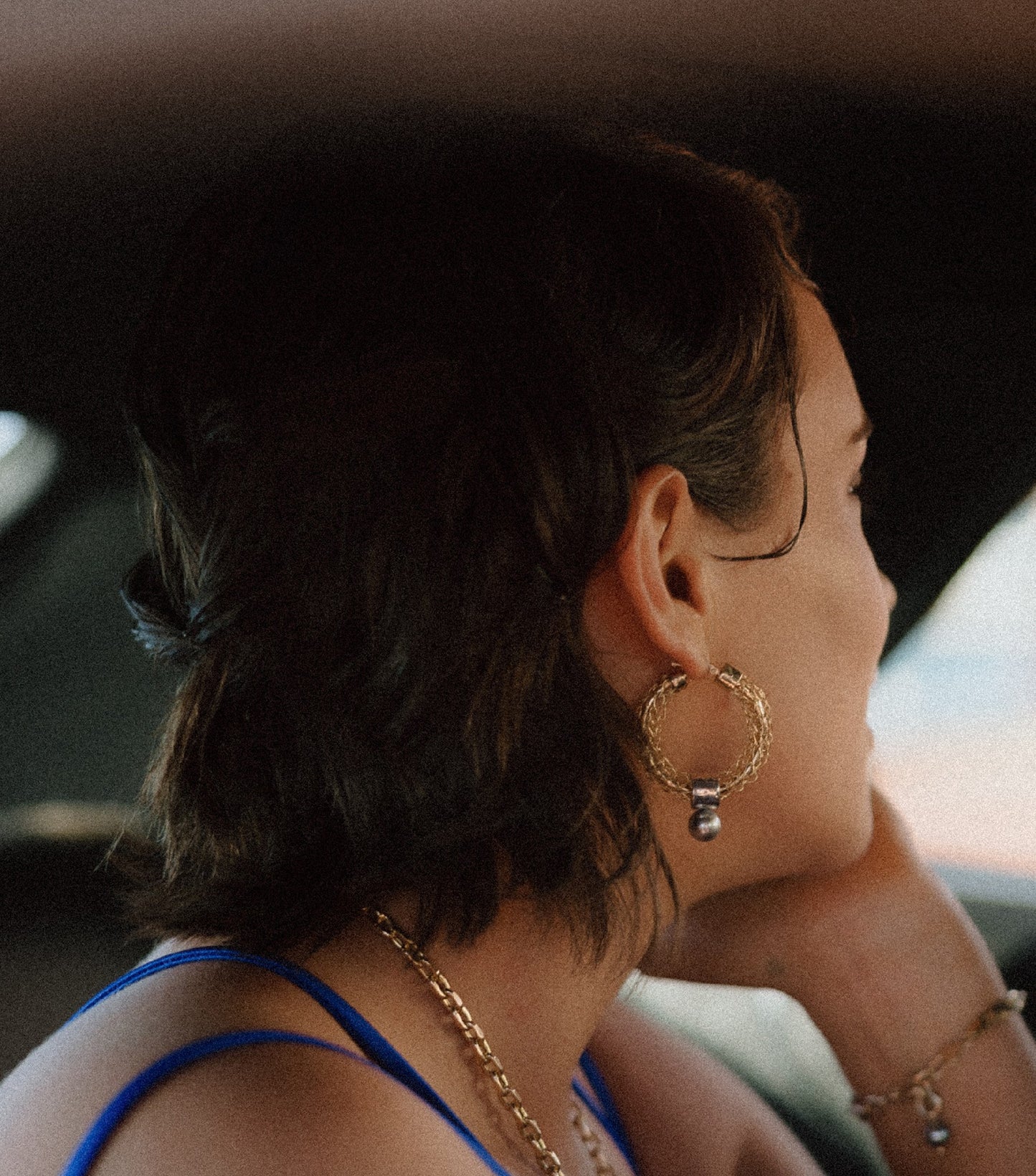 Knitted Pearl Hoop Earrings