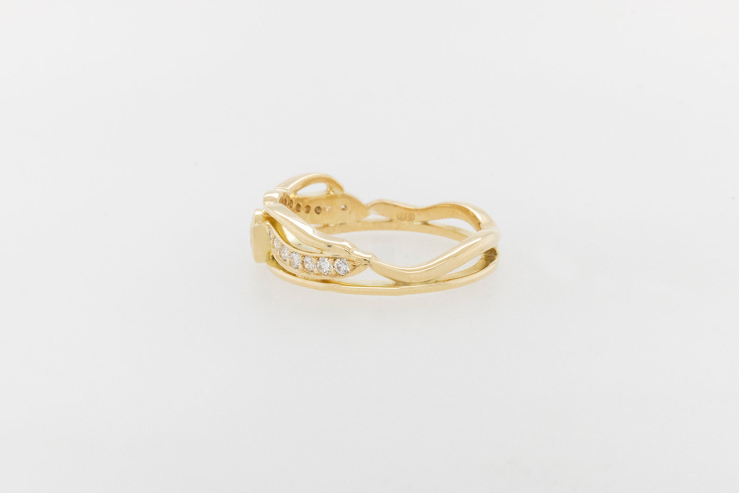 Diamond Leaf Band Ring 9YG