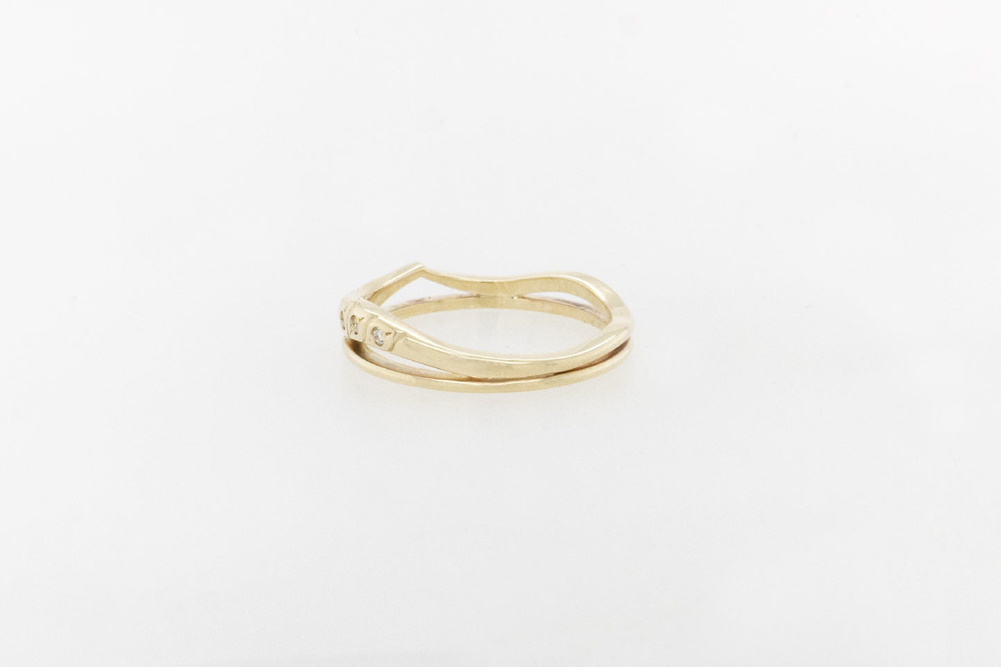 Pave Set Diamond Leaf Band Ring 9YG