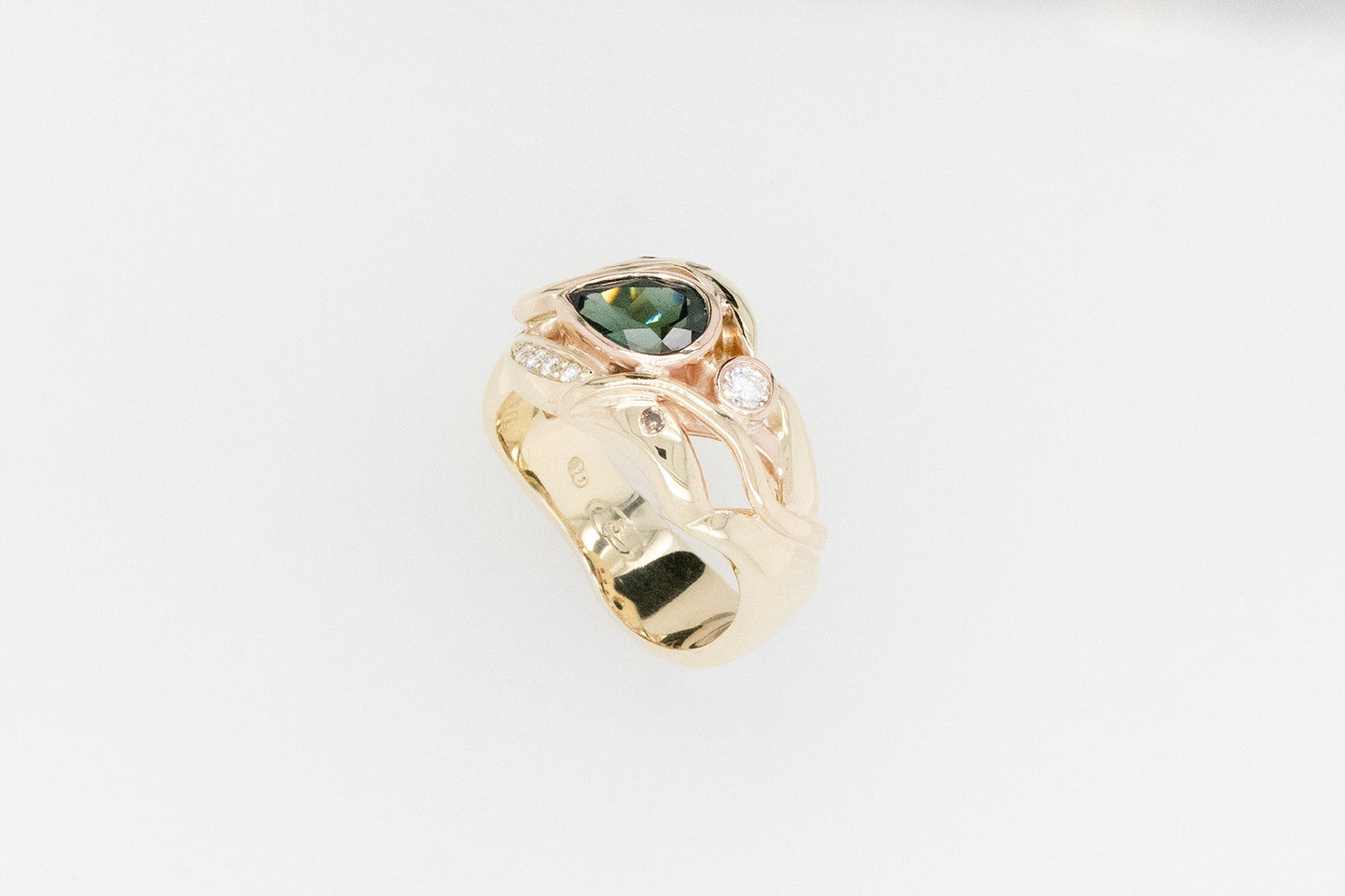 Green Sapphire and Diamond Ring