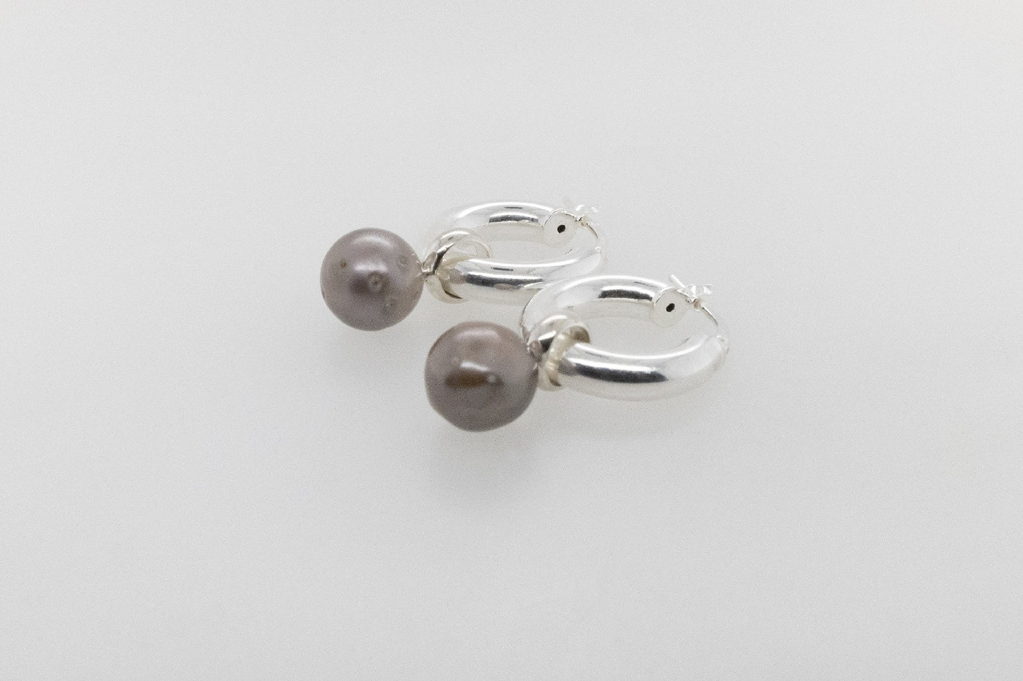 Mauve Pearl Huggie Earrings