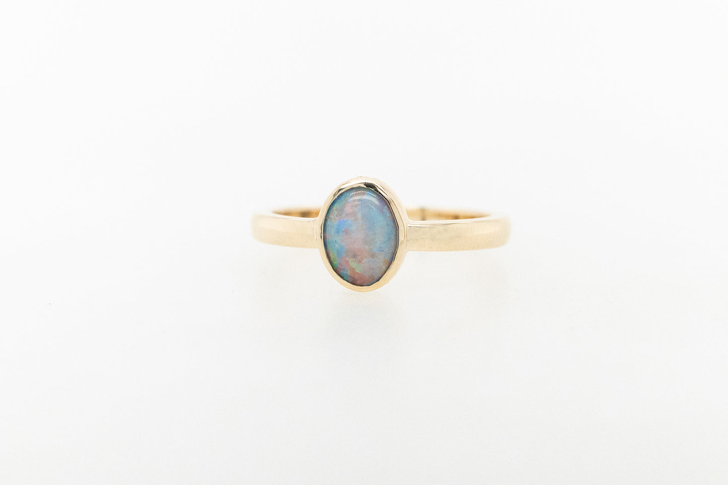 White Cabochon Opal Ring