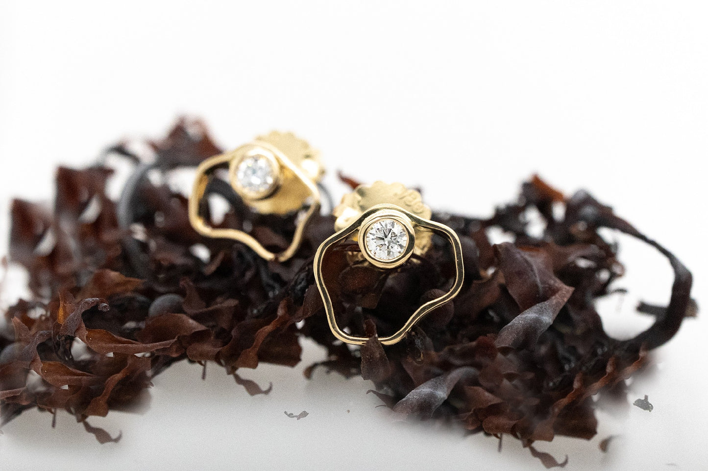 Seaweed Inspired Diamond Stud Earrings