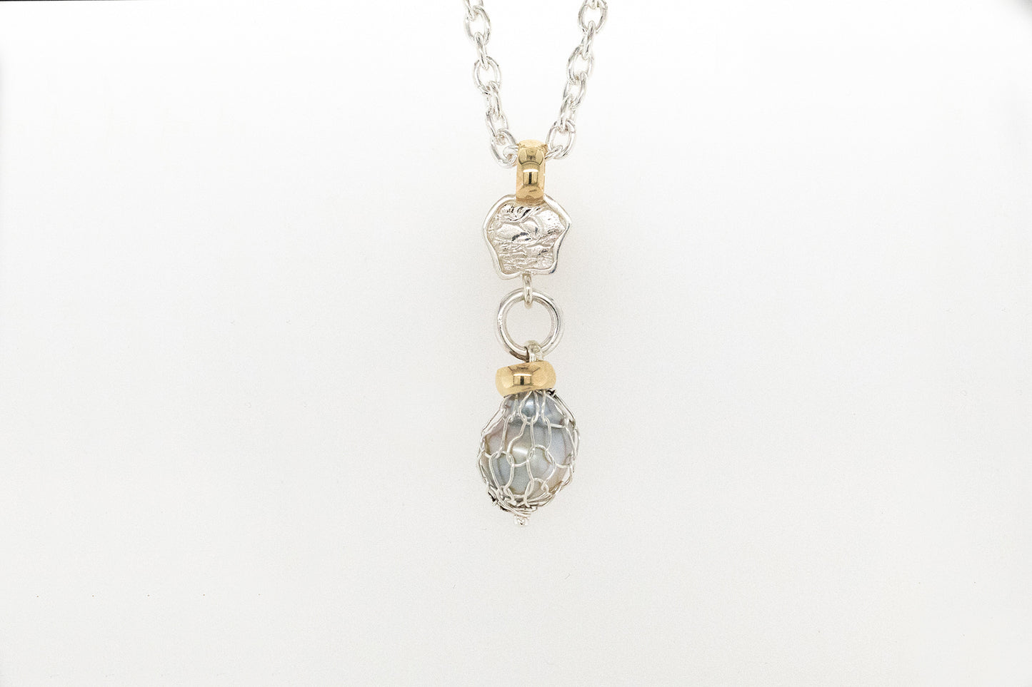 Island Knitting Wrapped Pearl Pendant
