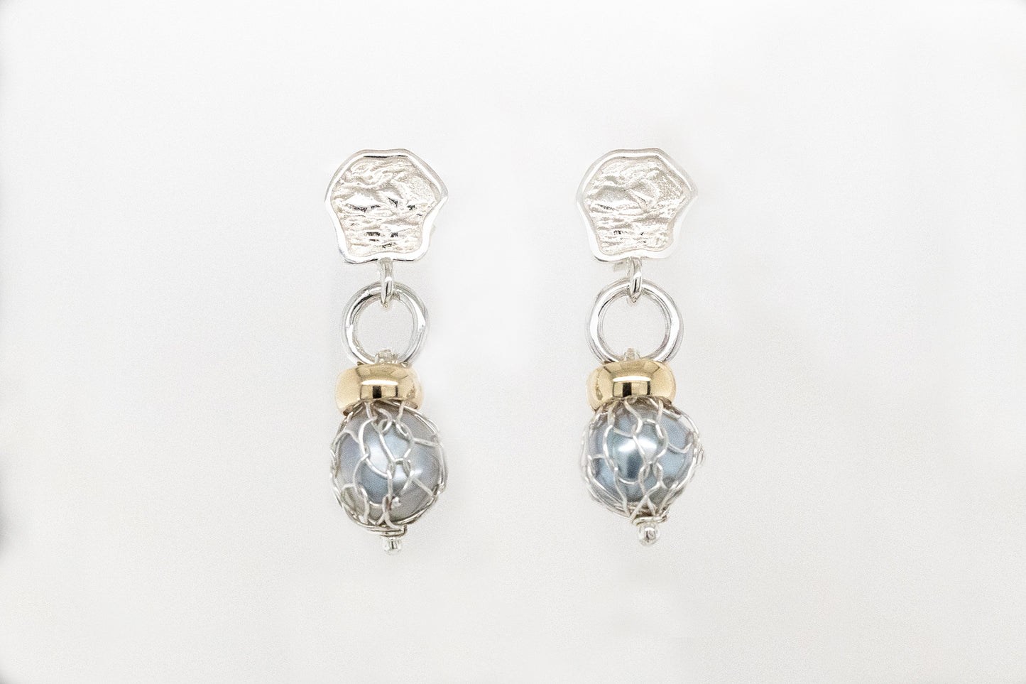 Island Knit Wrapped Pearl Stud Earrings