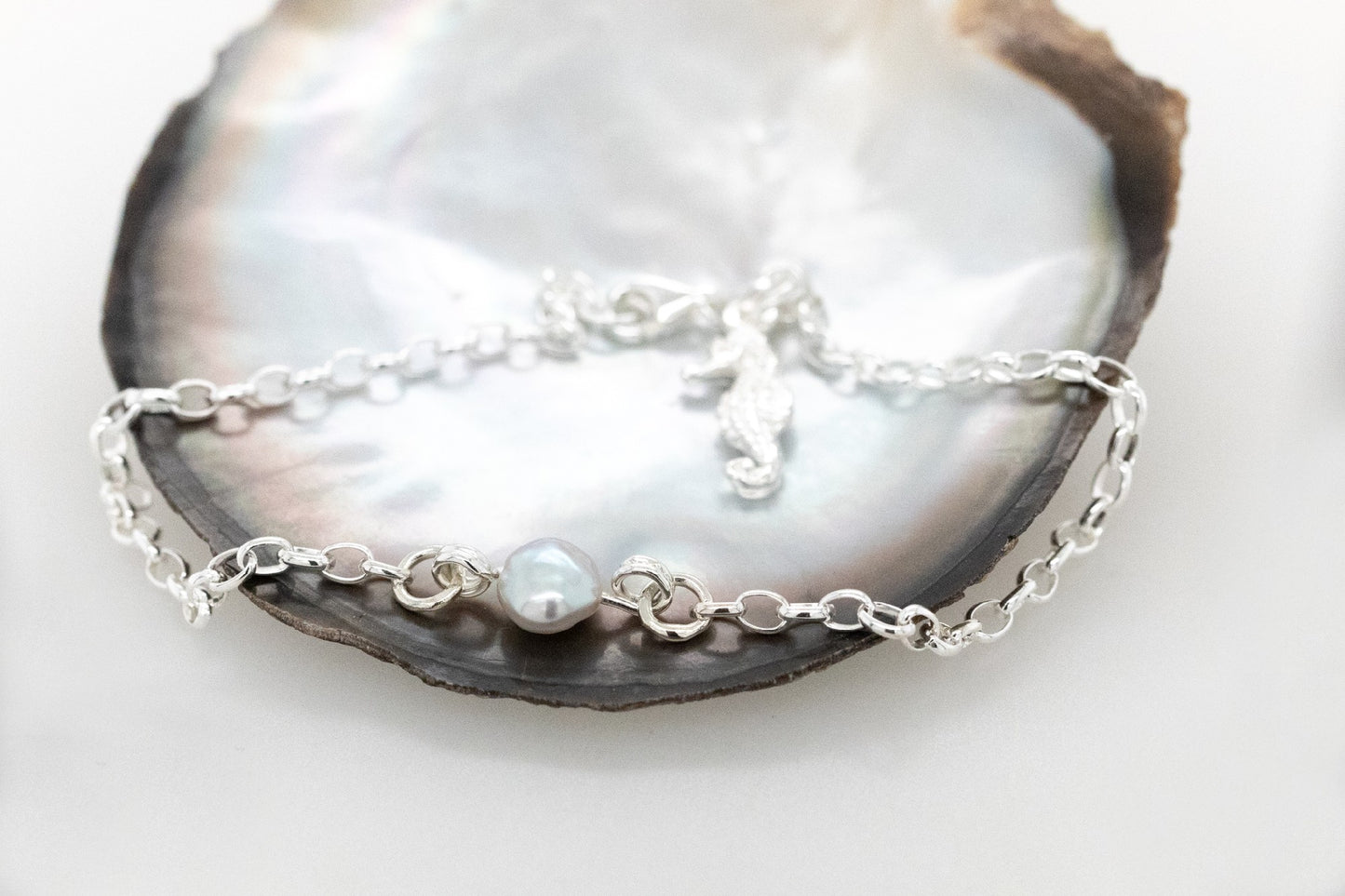 Keshi Pearl Seahorse Bracelet