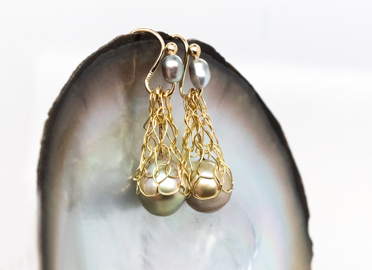 French Knitted Pearl Earrings