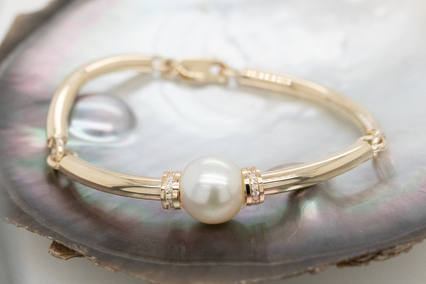 Pearl & Diamond Articulated Bangle