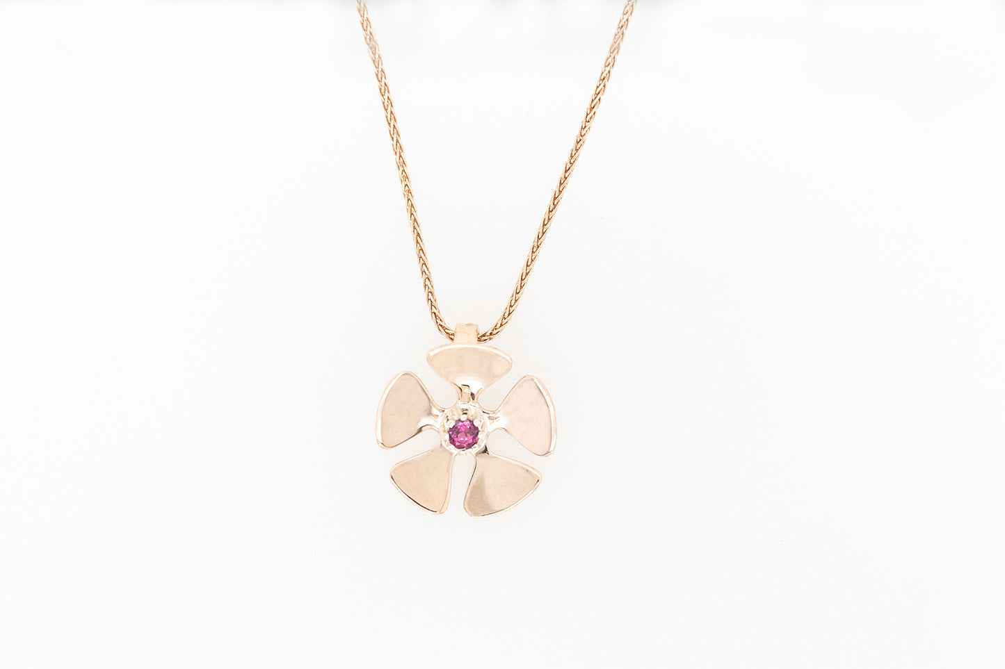 Geraldton Wax & Garnet Flower Pendant