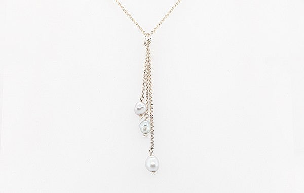 Keshi Drop Pendant 3 x Pearls 40cm
