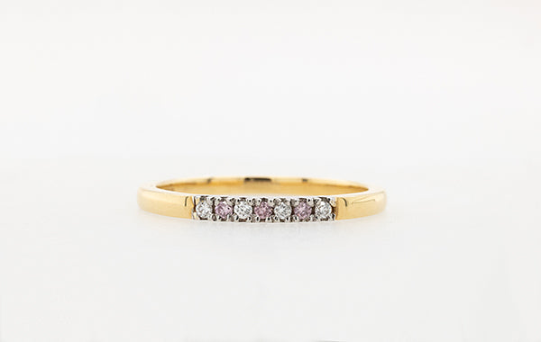 Platinum Wedding Ring with Pink Diamonds
