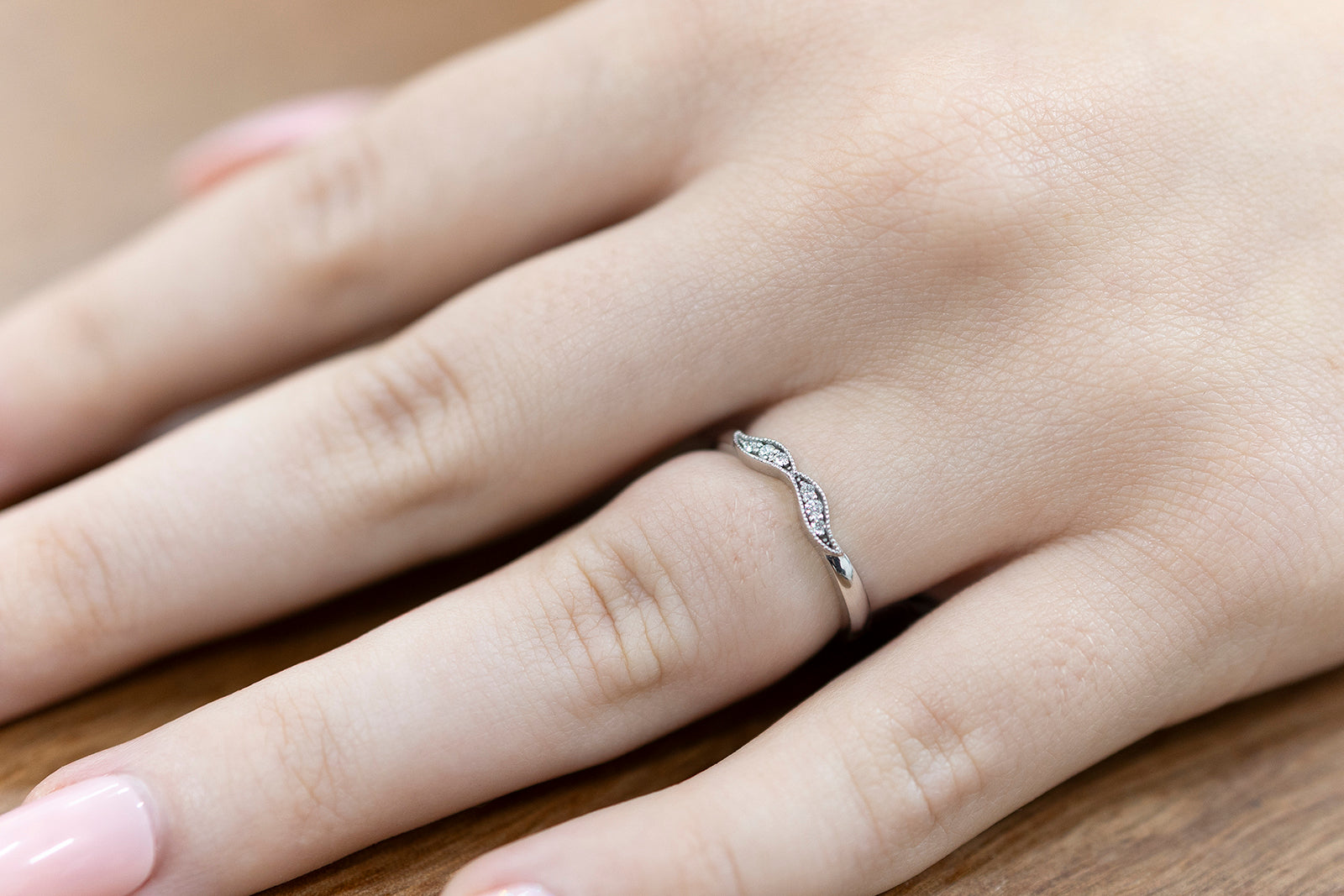 Wedding Ring Fancy Millgrain Diamonds