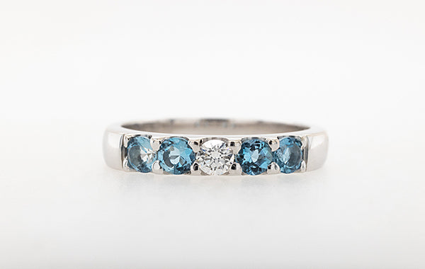 Wedder Aquamarine & Diamond Wedding Ring 9W