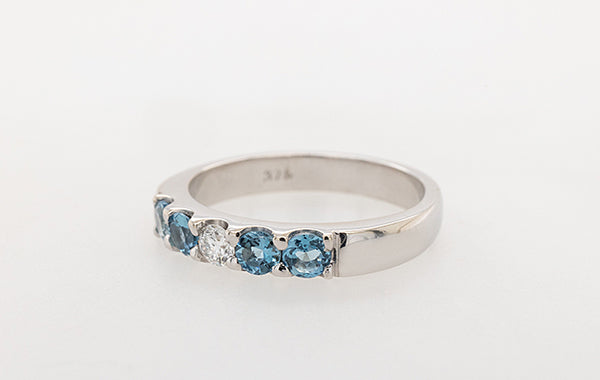 Wedding Ring Aquamarine & Diamond Wedding Ring 9W