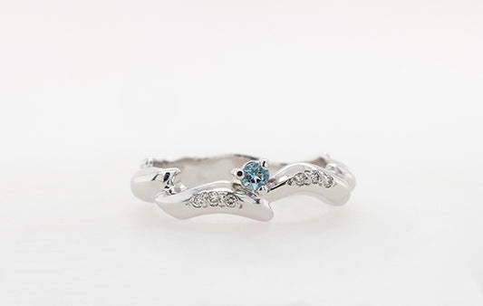 Wedding Ring Aquamarines & Diamonds 9W