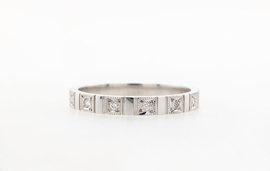 Wedding Ring Art Deco Diamond 18W