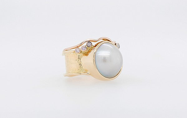 Pink Diamond & Mabe Pearl Ring 