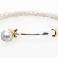 Knitted Bangle Solid, Fine Silver Knitting, 9Y & 18R, Baroque Pearl