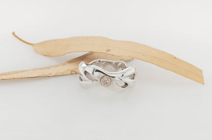 Pink Diamond Ring Silver and Rose